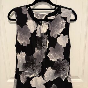 Calvin Klein Black and Gray Floral Women's Top